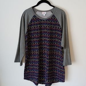 Lularoe Randy Shirt XXL Gray/Blue Multi